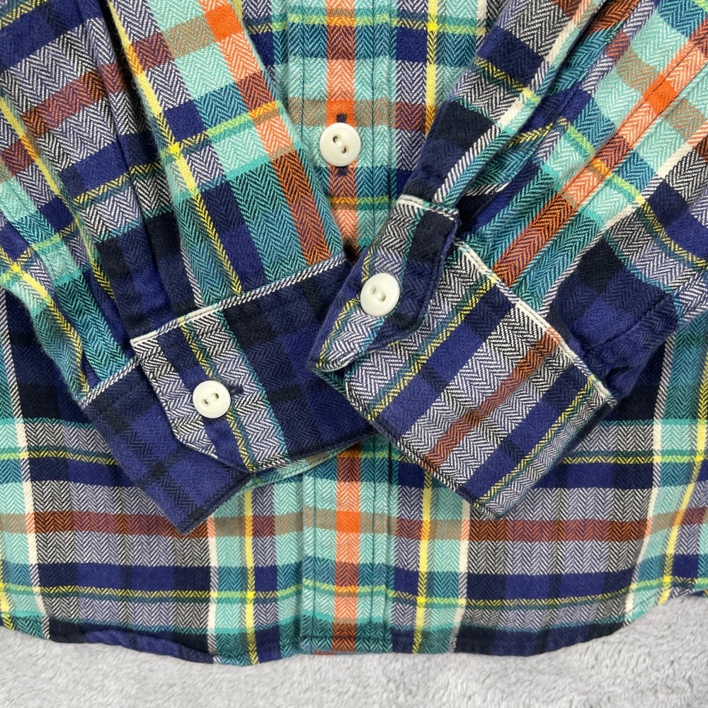J.Crew Button Down Shirt Mens S Blue Plaid Sporting Goods Flannel Y2K Vintage - Picture 5 of 11